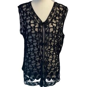 Crochet Mesh Vest Black Pit 19 L26